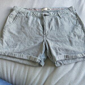 Vtg Levis Jeans Shorts Womens 7/32" Y2k Hickory Stripe Cotton Pinstripe